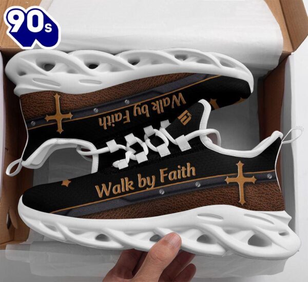 Christian Running,   Black Jesus Walk By Faith Christ Sneakers Max Soul Shoes For Men And Women