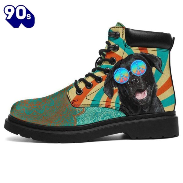 Black Labrador Dog Leather Boots Shoes Hippie Style Funny