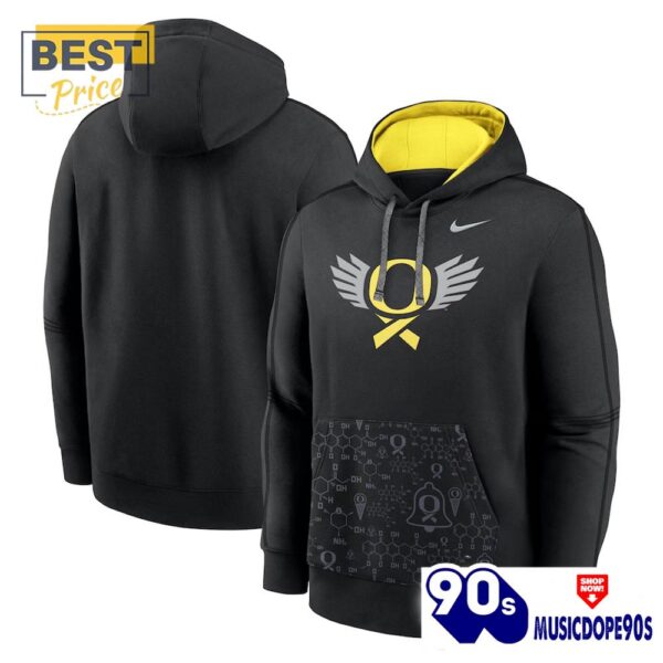 Black Oregon Ducks Club Pullover Hoodie, Cap