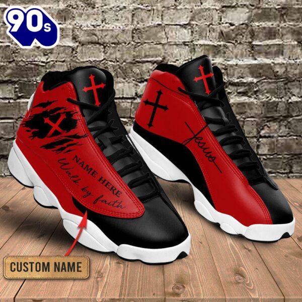 Black Red Walk By Faith Jesus Custom Name Jd13 Shoes For Man And Women  Gift Christmas