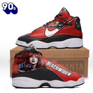 Black Widow Air Jordan 13 Sneakers Super Heroes Custom Shoes