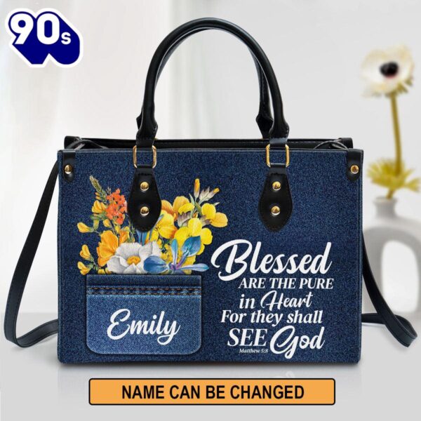 Blessed Are The Pure In Heart Matthew 58 Leather Bag , Christian Bags  Gift For Women Christmas