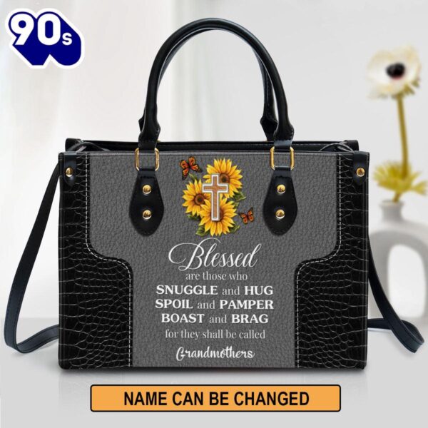 Blessed Are Those Who Spoil And Pamper Cross And Sunflower Leather Bag , Christian Bags  Gift For Women Christmas