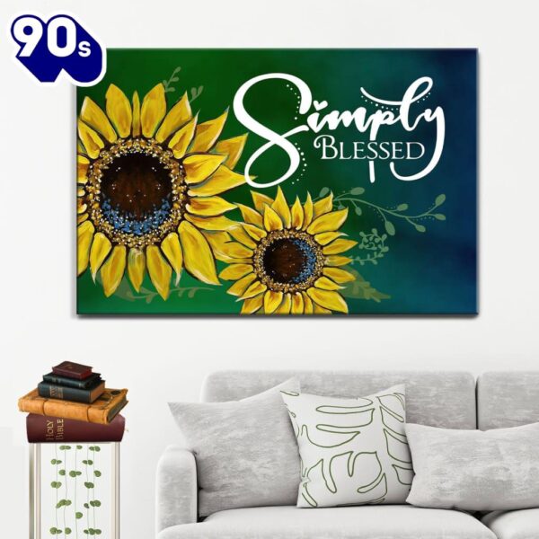 Blessed Simply Blessed Sunflower Canvas Wall Art   Gift Christmas