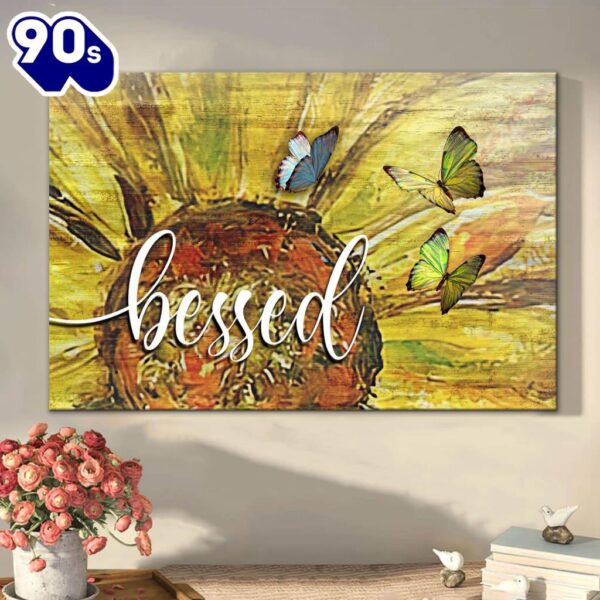 Blessed Sunflower Blessed Canvas Wall Art   Gift Christmas