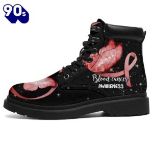 Blood Cancer Awareness Leather Boots Ribbon Butterfly Shoes Gift