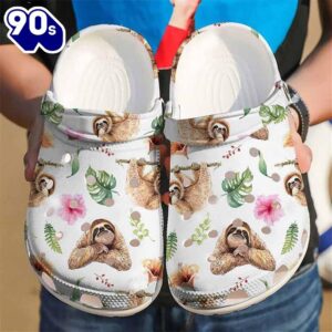 Blooming Sloth Clogs Shoes For…