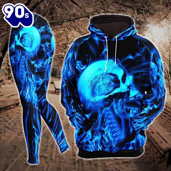 Blue Abstract Skeleton Combo Hoodie And Leggings