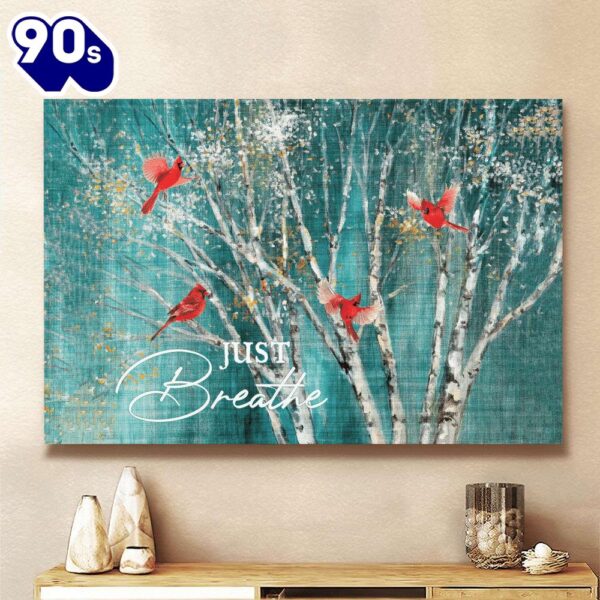 Blue Birch Cardinal Jesus Just Breathe Canvas Wall Art   Gift Christmas