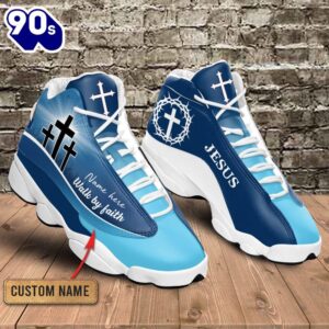 Blue Cross Walk By Faith Jesus Custom Name Jd13 Shoes For Man And Women  Gift Christmas