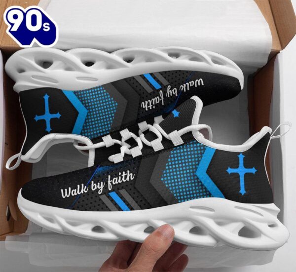 Christian Running,   Blue Jesus Walk By Faith Running Shoes Max Soul Shoes For Men And Women