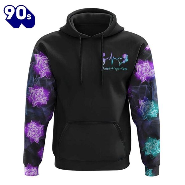 Blue Purple Wing Rose Cross Smoke 3D Hoodie