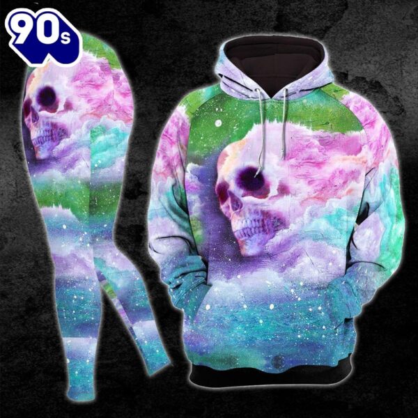 Blue Rainbow Cloudy Skull Combo Hoodie And Leggings