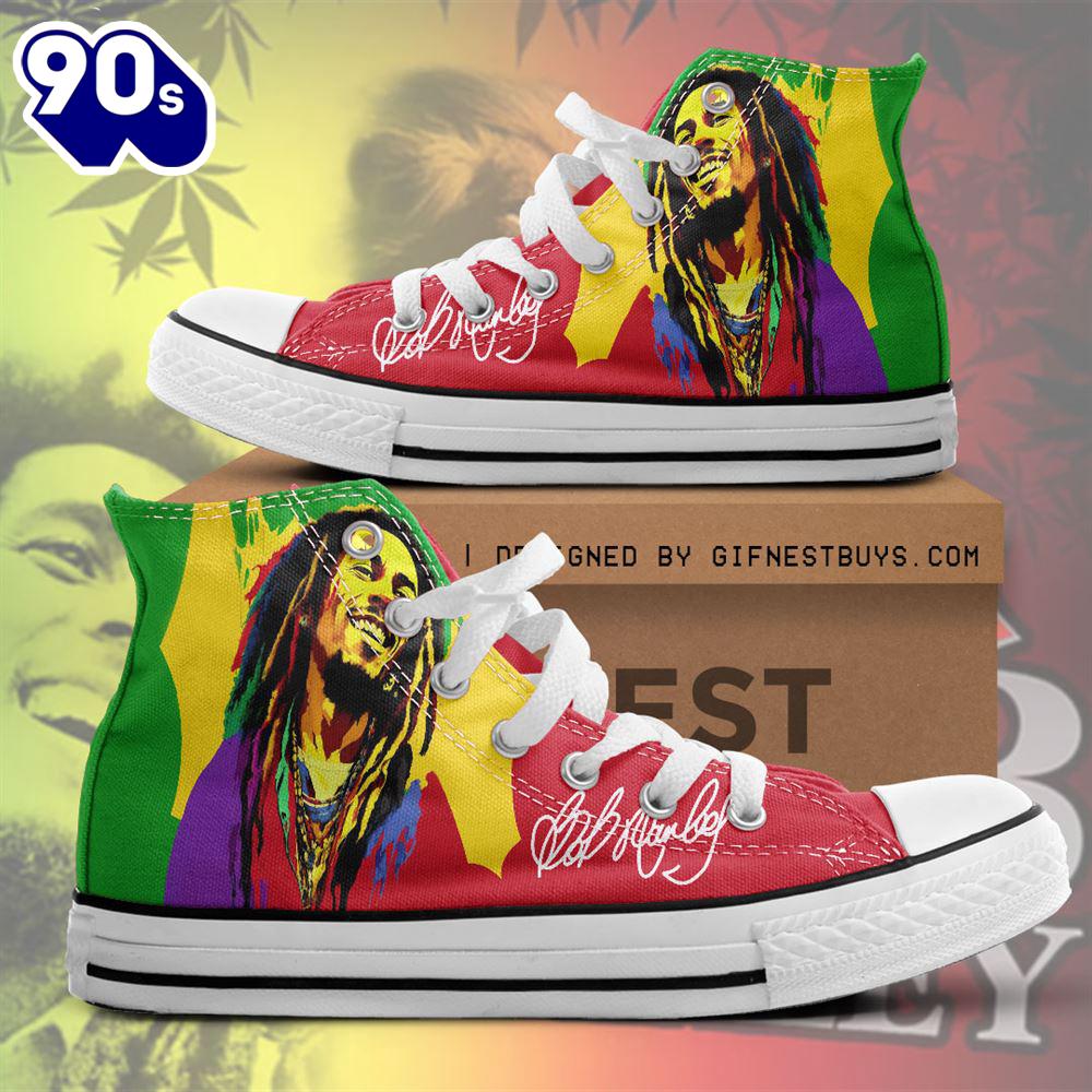 Bob Marley Colorful Shoes, Bob Marley High Top Canvas Shoes, Bob Marley Fan For Fans Bob Marley Colorful Shoes, Bob Marley High Top Canvas Shoes, Bob Marley Fan For Fans