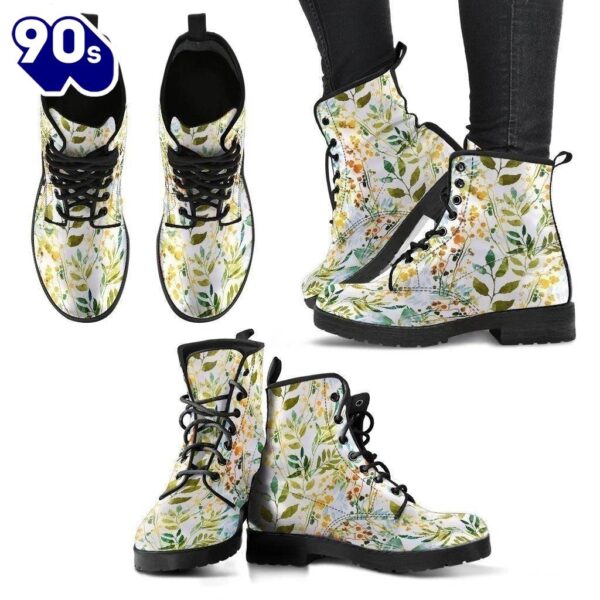 Boho Floral Women’s Leather Leather Boots Shoes Gifts Idea