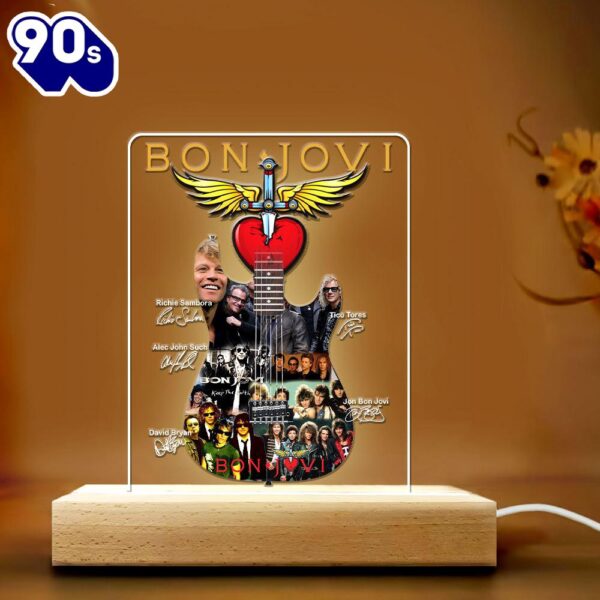 Bon Jovi Led Light With Wooden Base Gift Christmas  Gift For Christmas