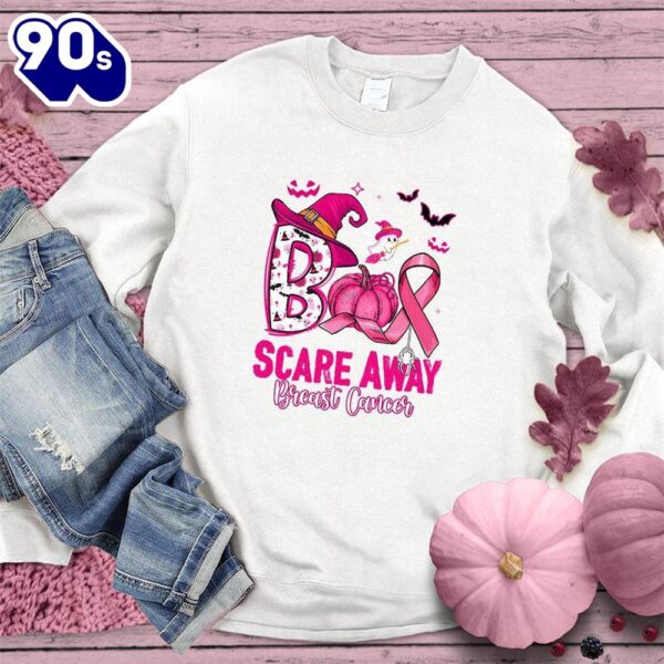 Boo Scare Away Breast Cancer Sweatshirt Colored Edition  For Women