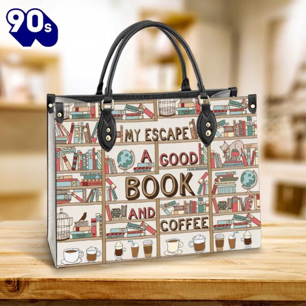 Book My Escape A Good Book And Coffee 1 Leather Bag Christ Gifts Leather Bags  Gift For  Women Christmas