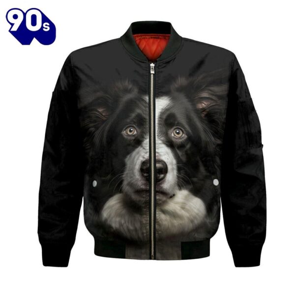 Border Collie AI – Unisex 3D Graphic Bomber Jacket