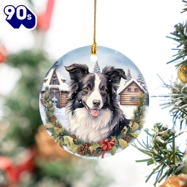 Border Collie Ceramic Ornament