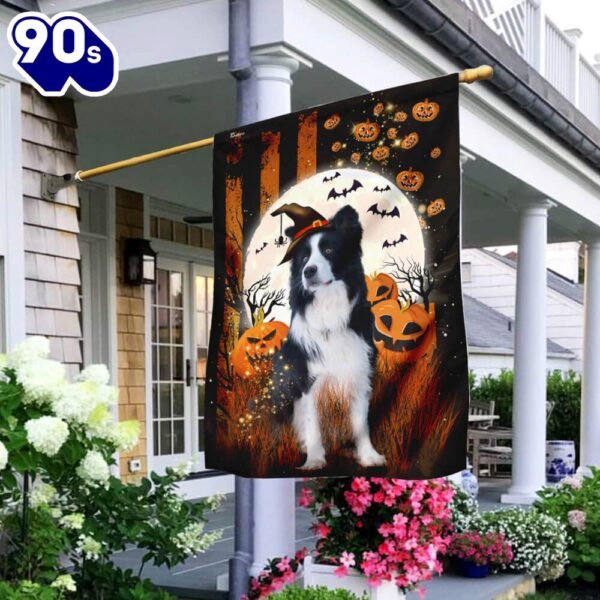 border collie happy halloween house flag