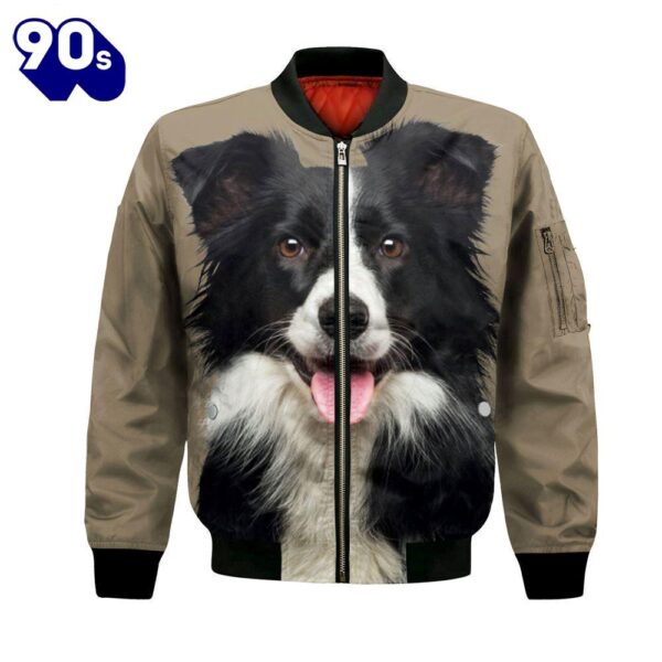 Border Collie – Unisex 3D Graphic Bomber Jacket