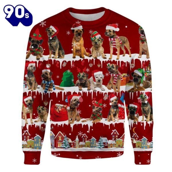 Border Terrier Snow Winter Festive Celebration In Cool Design Ugly Christmas Sweater