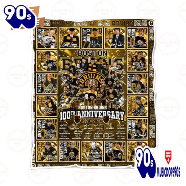 Boston Bruins 100th Anniversary 1924-2024 Fleece Blanket