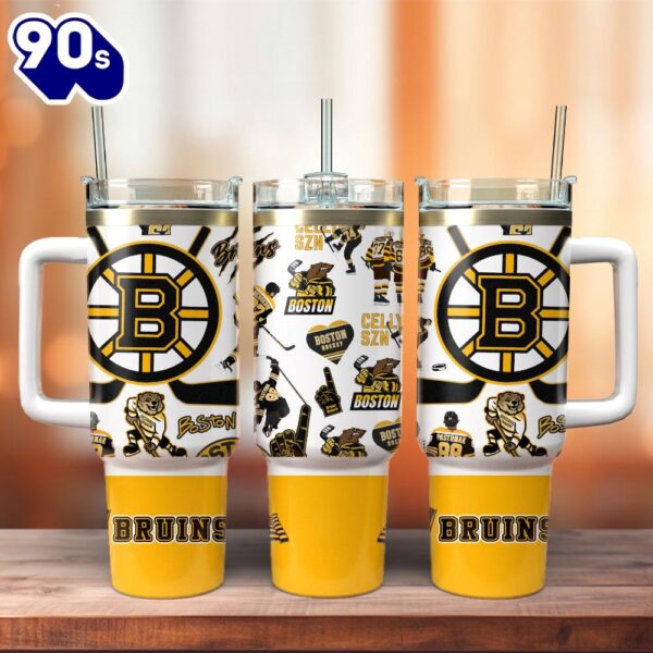 Boston Bruins NHL Sport Custom Stanley Quencher 40oz Stainless Steel Tumbler  – NHL Tumbler 40oz