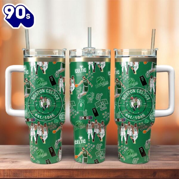 Boston Celtics Basketball NBA Sport Custom Stanley Quencher 40oz Stainless Steel Tumbler