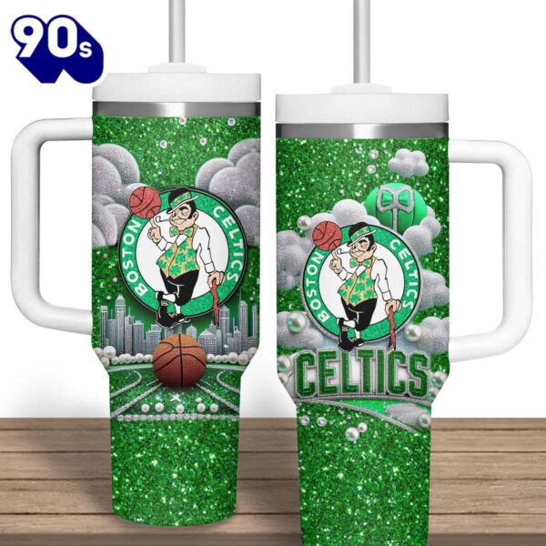 Boston Celtics NBA Custom Stanley Quencher 40oz Stainless Steel Tumbler  1