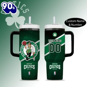 Boston Celtics NBA Custom Stanley Quencher 40oz Stainless Steel Tumbler  3