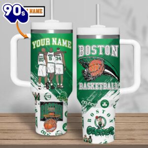 Boston Celtics NBA Custom Stanley Quencher 40oz Stainless Steel Tumbler