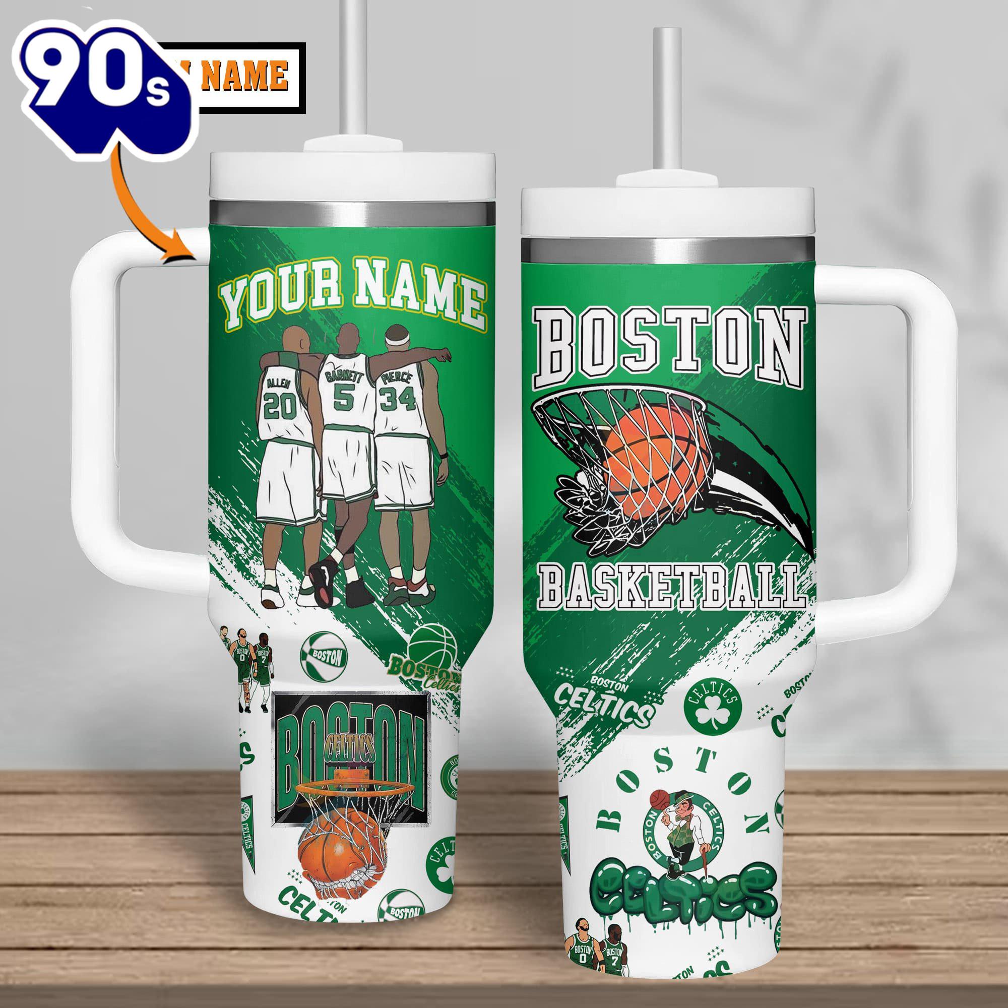 Boston Celtics NBA Custom Stanley Quencher 40oz Stainless Steel Tumbler Boston Celtics NBA Custom Stanley Quencher 40oz Stainless Steel Tumbler