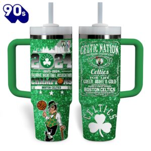 Boston Celtics NBA Custom Stanley Quencher 40oz Stainless Steel Tumbler With Handle