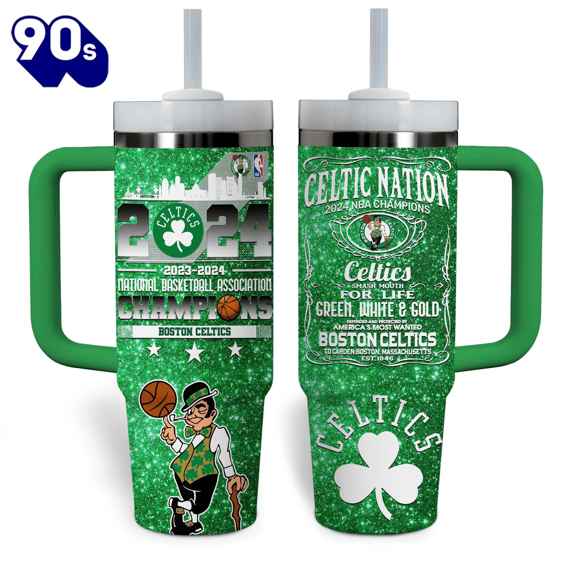 Boston Celtics NBA Custom Stanley Quencher 40oz Stainless Steel Tumbler With Handle Boston Celtics NBA Custom Stanley Quencher 40oz Stainless Steel Tumbler With Handle