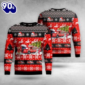 Boston Fire Department & Dalmatian Fire Dog Christmas Aop Ugly Sweater