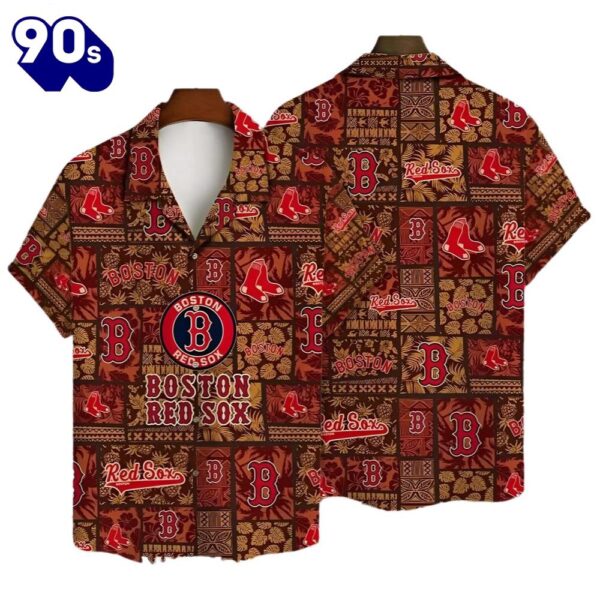 Boston Red Sox Hawaiian Button Up Shirts Logo Tropical