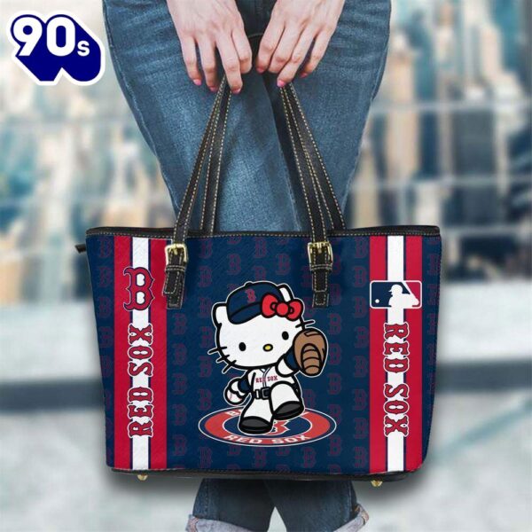 Boston Red Sox Mlb Kitty Women Leather Tote Bag