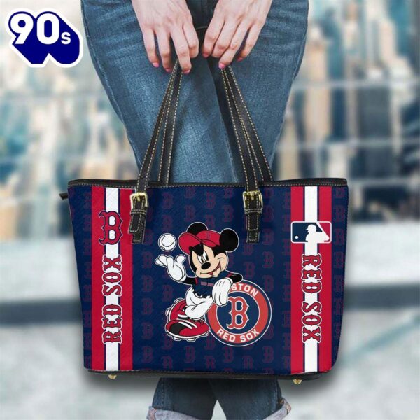 Boston Red Sox Mlb Mickey Women Leather Tote Bag