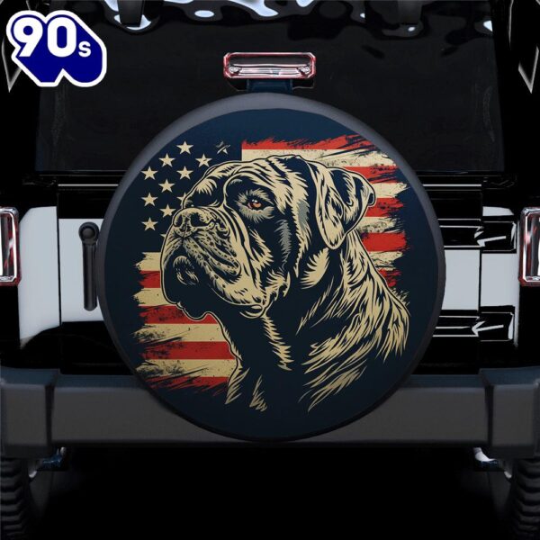 Boxer Dog American Flag Car Spare Tire Covers Gift For Campers