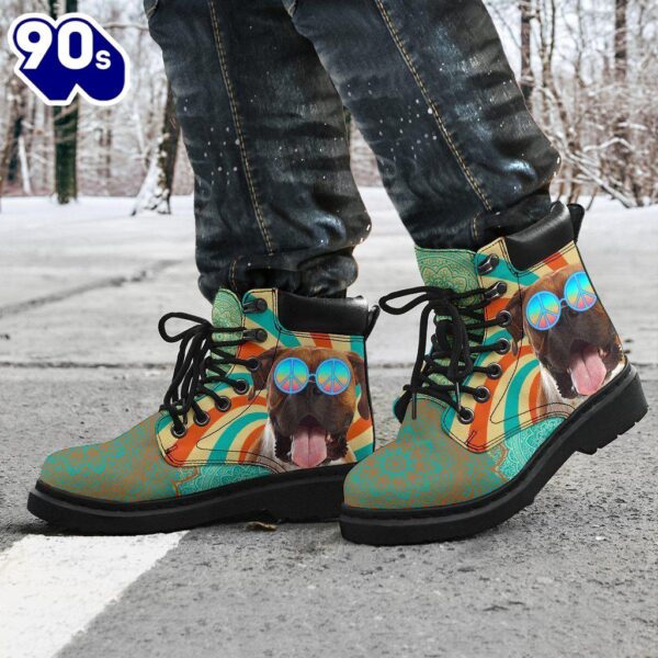 Boxer Leather Boots Funny Hippie Style Shoes