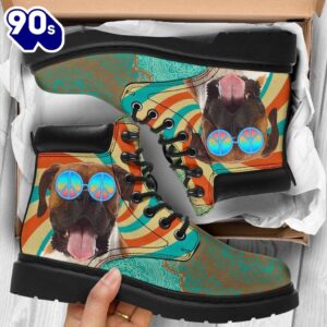 Boxer Leather Boots Funny Hippie Style Shoes