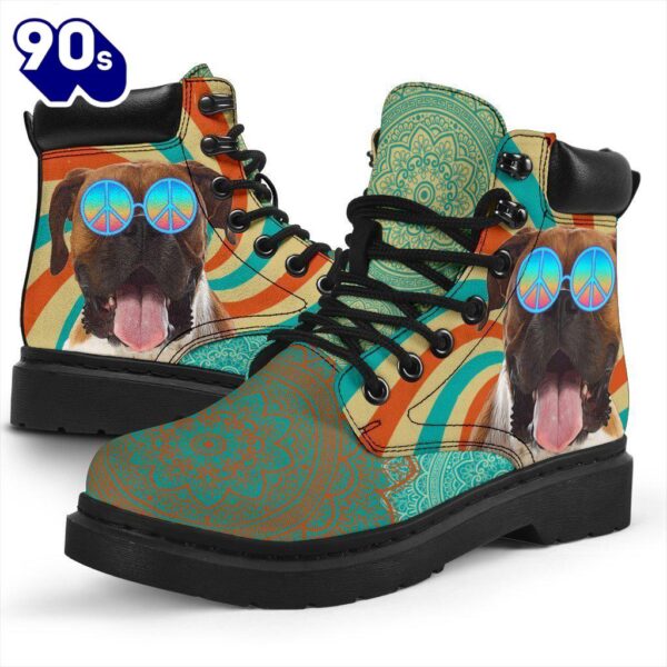 Boxer Leather Boots Funny Hippie Style Shoes