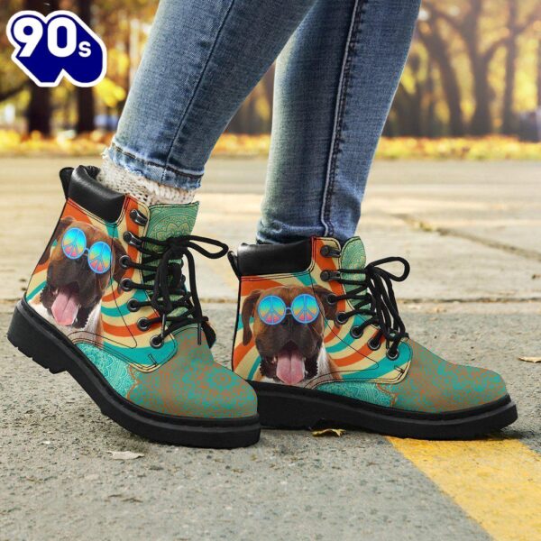 Boxer Leather Boots Funny Hippie Style Shoes