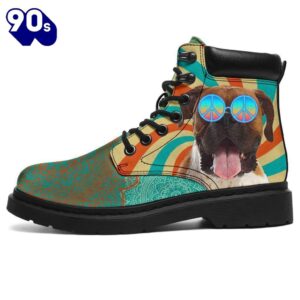 Boxer Leather Boots Funny Hippie Style Shoes