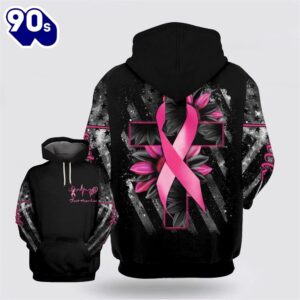Breast Cancer Awareness Faith Hope Love Ribbon With Sunflower And Cross Hoodie
