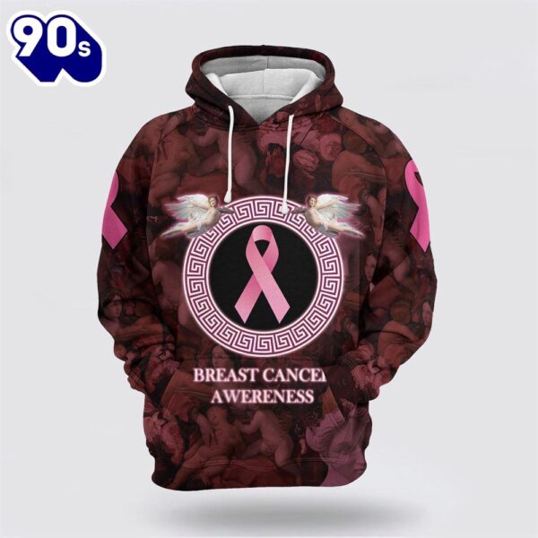 Breast Cancer Awareness Ribbons Angels Pink 3d Hoodie