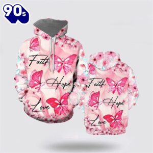 Breast Cancer Butterfly Faith Hope…