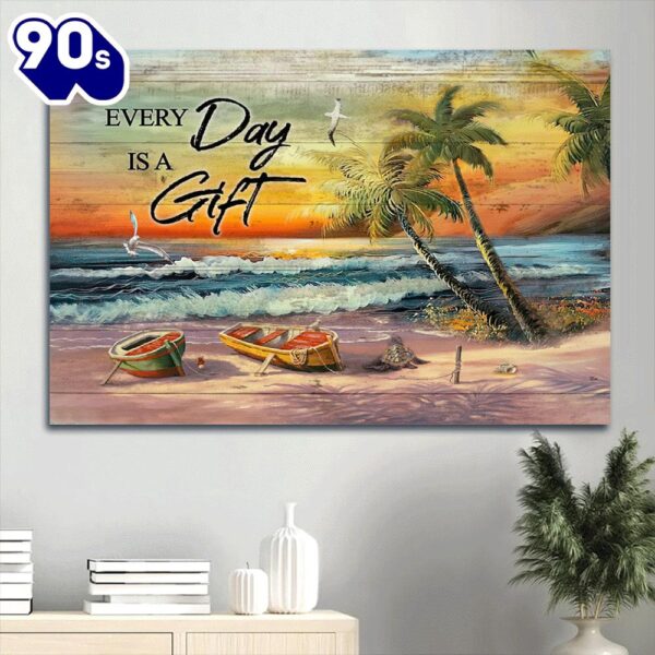 Brilliant Beach Painting Amazing Sunset Seagull Canvas Everyday Is A Gift Canvas Wall Art  Gift Christmas